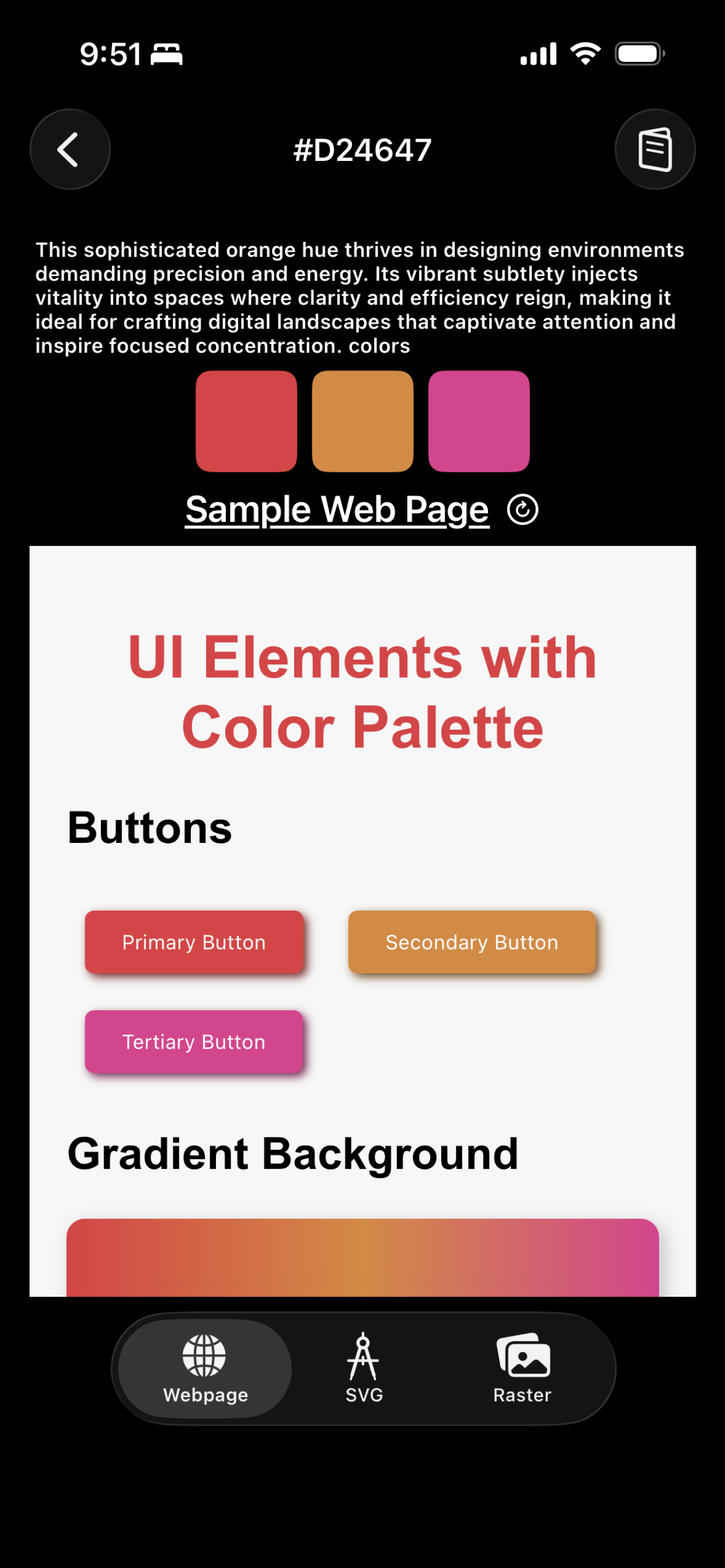 Website Creation with Color Palettes